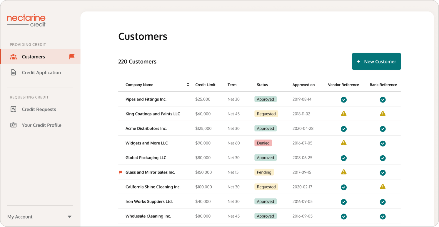 screenshot of Nectarine Credit